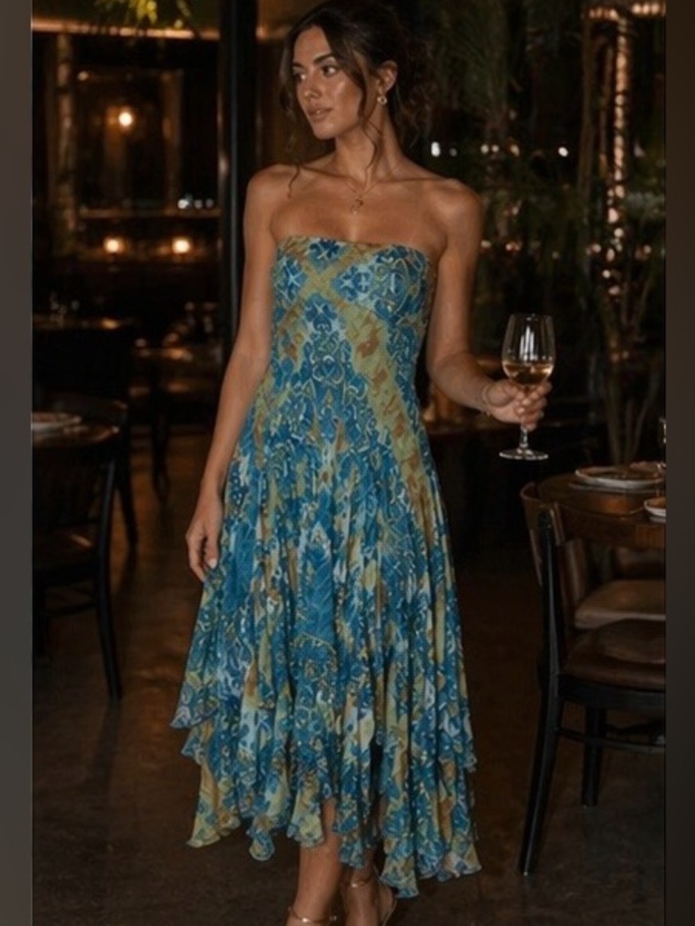 Ice Strapless Blue and Green Dress